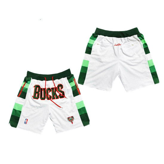 Men's Milwaukee Bucks White Shorts (Run Small)